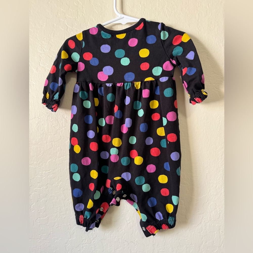 Hanna Andersson romper girls polka dot and black 3-6 months